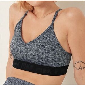 Pink Victoria's Secret Women's Black and Gray Sports Bra Medium